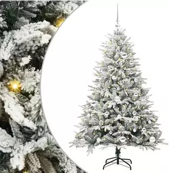 vidaXL K&uuml;nstlicher Weihnachtsbaum vorbelichtet mit Kugelset, gr&uuml;n (3395389)