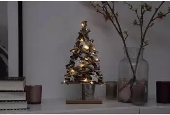Spetebo Holz Weihnachtsbaum 15 LED, warmwei&szlig;, 37cm (18801)