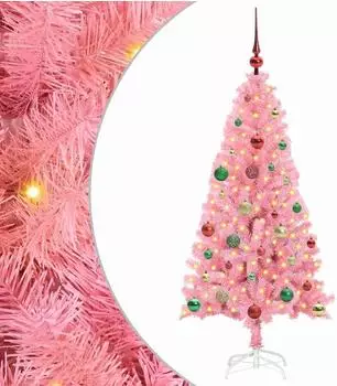 vidaXL Weihnachtsbaum mit Ständer 150 LEDs rosa 150cm PVC (3396424)