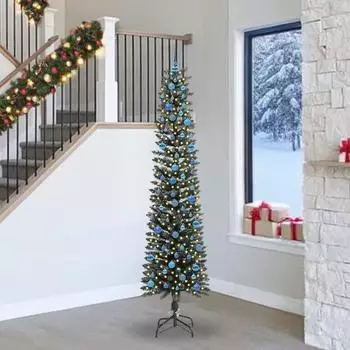 vidaXL K&uuml;nstlicher Weihnachtsbaum mit St&auml;nder, 300 LEDs, gr&uuml;n, 240cm (3395971)