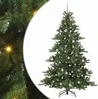 vidaXL K&uuml;nstlicher klappbarer Weihnachtsbaum Gr&uuml;n 210 cm PVC und Stahl