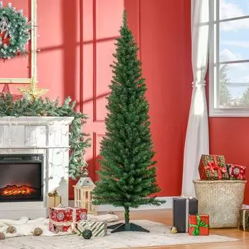 HomCom Künstlicher Weihnachtsbaum 180cm, 390 Spitzen, grün, mit Kunststoffständer