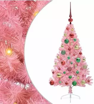 vidaXL K&uuml;nstlicher Weihnachtsbaum vorbelichtet, rosa, 120cm, PVC (3397058)