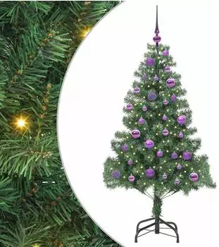 vidaXL Weihnachtsbaum mit St&auml;nder, 150 LEDs, gr&uuml;n, 150cm, PVC (3396373)