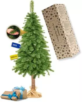 Springos Künstlicher Weihnachtsbaum Kiefer, Naturstamm, Jutesack, 220cm (CT0115)
