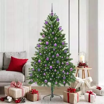 vidaXL Künstlicher Weihnachtsbaum mit Ständer, 300 LEDs, grün, 180cm, PE (3396337)
