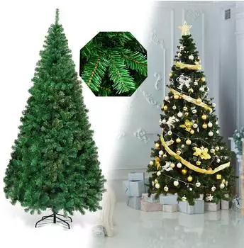 Costway Künstlicher Weihnachtsbaum 210cm, PVC-Nadeln, Metallständer, grün