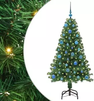 vidaXL Künstlicher Weihnachtsbaum mit Ständer, grün, 150cm, 150 LEDs (3396907)