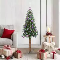 vidaXL Schlanker Weihnachtsbaum mit 150 LEDs mit St&auml;nder Gr&uuml;n 150 cm