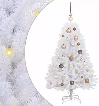 vidaXL K&uuml;nstlicher Weihnachtsbaum wei&szlig;, 120cm, PVC und Metall (3210095)