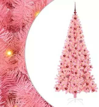 vidaXL Weihnachtsbaum mit 300 LEDs, rosa, 210cm, PVC (3396438)