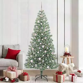 vidaXL Künstlicher Weihnachtsbaum beschneit mit LED 210cm (3396826)