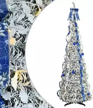 vidaXL K&uuml;nstlicher Weihnachtsbaum 200 LEDs wei&szlig; 210cm PVC (8721288937636)