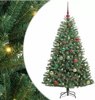 vidaXL K&uuml;nstlicher klappbarer Weihnachtsbaum 150cm, 150 LEDs, gr&uuml;n (3395486)
