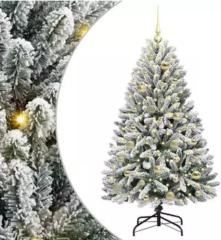 vidaXL K&uuml;nstlicher Weihnachtsbaum gr&uuml;n und wei&szlig;, 120cm, PVC und Metall (3395734)