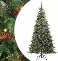 vidaXL K&uuml;nstlicher klappbarer Weihnachtsbaum Gr&uuml;n 210 cm PE und PVC
