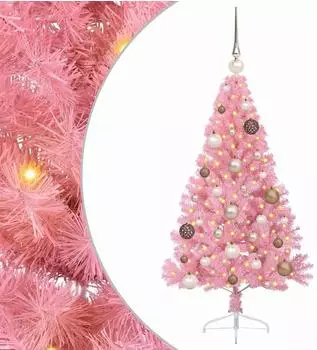 vidaXL K&uuml;nstlicher Weihnachtsbaum vorbelichtet, rosa, 120cm, PVC (3397048)