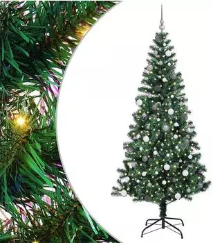 vidaXL K&uuml;nstlicher Weihnachtsbaum, beleuchtet, gr&uuml;n, PVC, 240cm