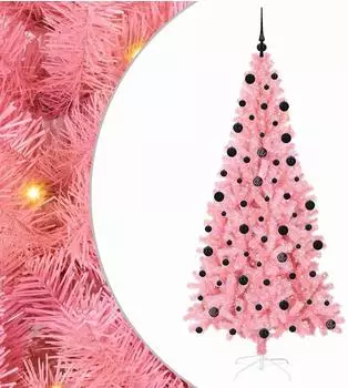 vidaXL Weihnachtsbaum mit St&auml;nder, 300 LEDs, rosa, 210cm, PVC (3396439)