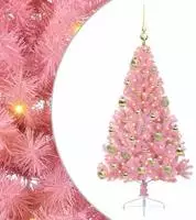 vidaXL K&uuml;nstlicher vorbeleuchteter Weihnachtsbaum Rosa 120 cm PVC