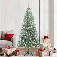 vidaXL K&uuml;nstlicher Weihnachtsbaum beschneit mit LED Licht 210 cm