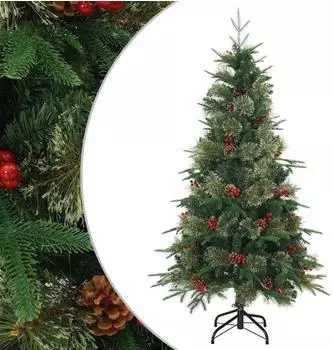 vidaXL Künstlicher Klapp-Weihnachtsbaum grün 150cm PVC/PE/Stahl