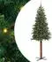 vidaXL Schlanker Weihnachtsbaum mit Ständer, 300 LEDs, grün, 210cm (3394877)