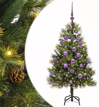 vidaXL K&uuml;nstlicher Klapp-Weihnachtsbaum mit Tannenzapfen 120cm (3395077)