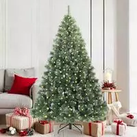 vidaXL K&uuml;nstlicher Weihnachtsbaum mit 300 LEDs Gr&uuml;n 180 cm PE und PVC
