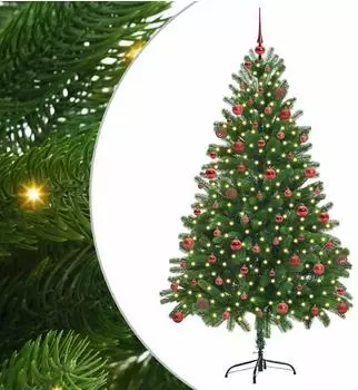 vidaXL K&uuml;nstlicher Weihnachtsbaum mit St&auml;nder, 300 LEDs, gr&uuml;n, 180cm, PE (3396331)