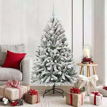 vidaXL K&uuml;nstlicher Weihnachtsbaum gr&uuml;n/wei&szlig; 150cm PVC und Metall (3395742)
