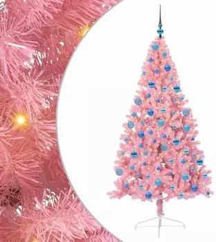 vidaXL Künstlicher Weihnachtsbaum, vorbelichtet, rosa, 180cm, PVC (3397083)