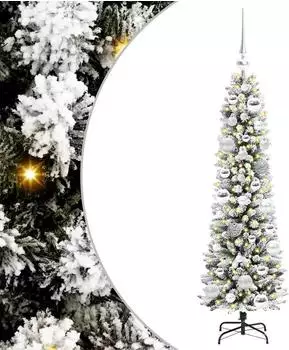 vidaXL Künstlicher Weihnachtsbaum 150 LEDs, grün/weiß, 120cm (3396086)