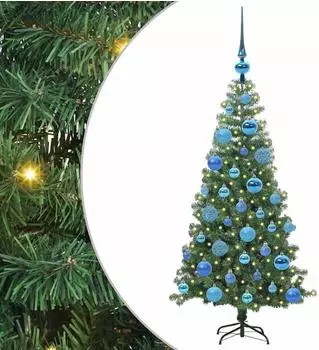 vidaXL Künstlicher Weihnachtsbaum mit Ständer, 150 LEDs, grün, 120cm, PVC (3396365)