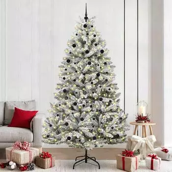 vidaXL Künstlicher Weihnachtsbaum grün/weiß, 240cm, PVC und Metall (3395767)