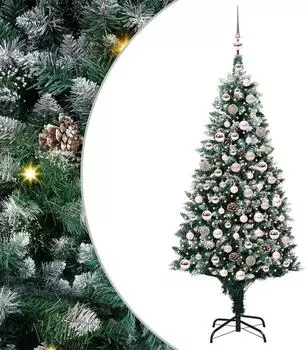 vidaXL Künstlicher Weihnachtsbaum mit Ständer, 300 LEDs, grün, 180cm (3396266)