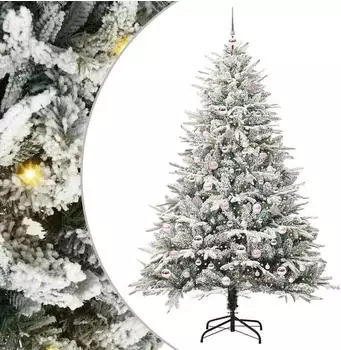 vidaXL K&uuml;nstlicher Weihnachtsbaum vorbelichtet mit Kugelset, gr&uuml;n (3395408)