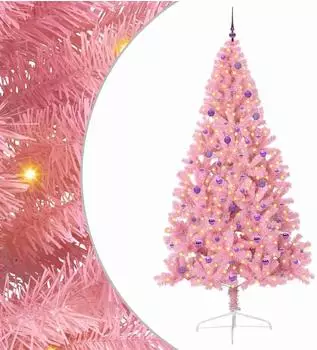 vidaXL K&uuml;nstlicher vorbeleuchteter Weihnachtsbaum rosa 240cm PVC (3397108)