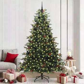 vidaXL Künstlicher Weihnachtsbaum mit Ständer, 300 LEDs, grün, 240cm (3395569)
