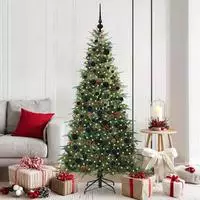 vidaXL K&uuml;nstlicher klappbarer Weihnachtsbaum Gr&uuml;n 180 cm PE und PVC