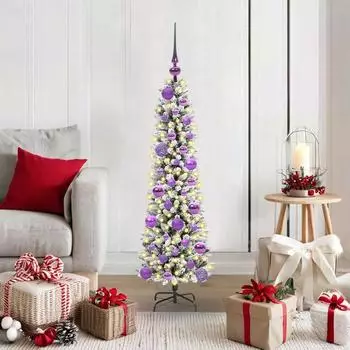 vidaXL Künstlicher Weihnachtsbaum 150 LEDs, grün/weiß, 120cm (3396087)