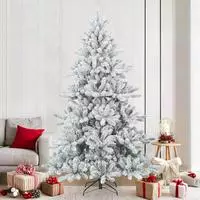 vidaXL K&uuml;nstlicher Scharnier-Weihnachtsbaum schneebedeckt Wei&szlig; 210 cm