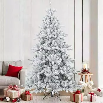 vidaXL Scharnier-Weihnachtsbaum schneebedeckt, wei&szlig;, 210cm (42019329)