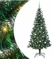 vidaXL K&uuml;nstlicher vorbeleuchteter Weihnachtsbaum Gr&uuml;n 210 cm