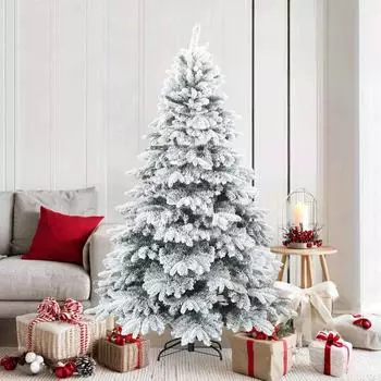 vidaXL Scharnier-Weihnachtsbaum schneebedeckt, wei&szlig;, 180cm (42019318)