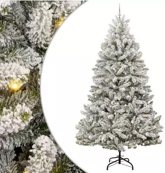 vidaXL Künstlicher Weihnachtsbaum grün/weiß, 300cm, PVC und Metall (3395786)