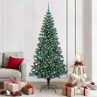 vidaXL K&uuml;nstlicher vorbeleuchteter Weihnachtsbaum Gr&uuml;n 210 cm