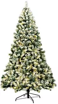 Costway Künstlicher Weihnachtsbaum mit Schnee und LED-Leuchten, 230cm (CM22870DE)