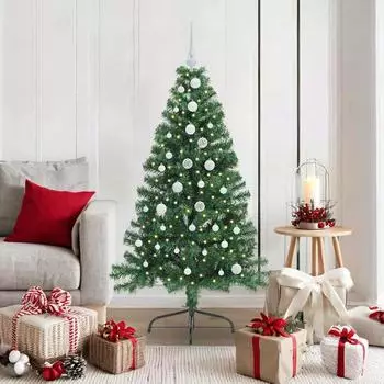 vidaXL K&uuml;nstlicher vorbeleuchteter Weihnachtsbaum gr&uuml;n 150cm PVC (3397001)