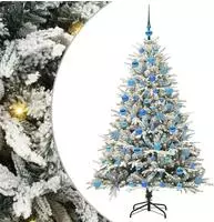 vidaXL K&uuml;nstlicher vorbeleuchteter Weihnachtsbaum mit Kugelset Gr&uuml;n